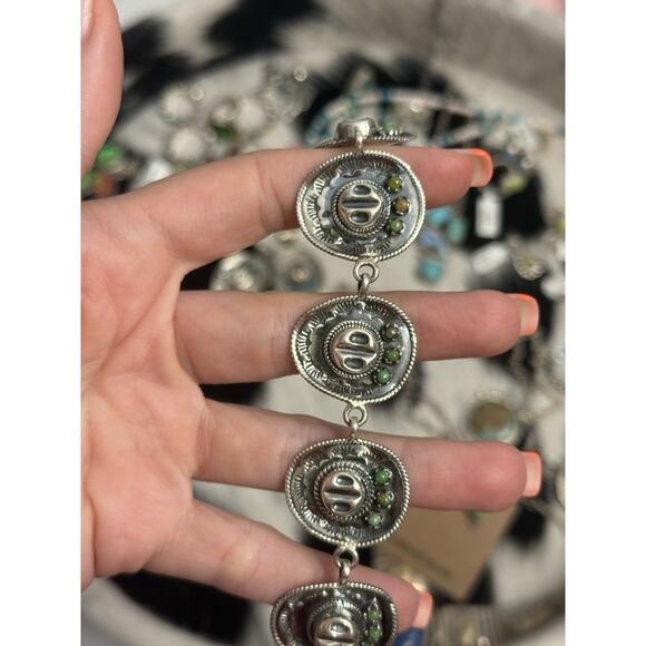 Native American SW Sterling Turquoise Cowboy Cowgirl Hat Western Barbie Bracelet - Picture 3 of 9